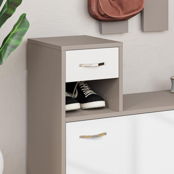 Mobile ingresso con specchio colore tortora e bianco Rudolf