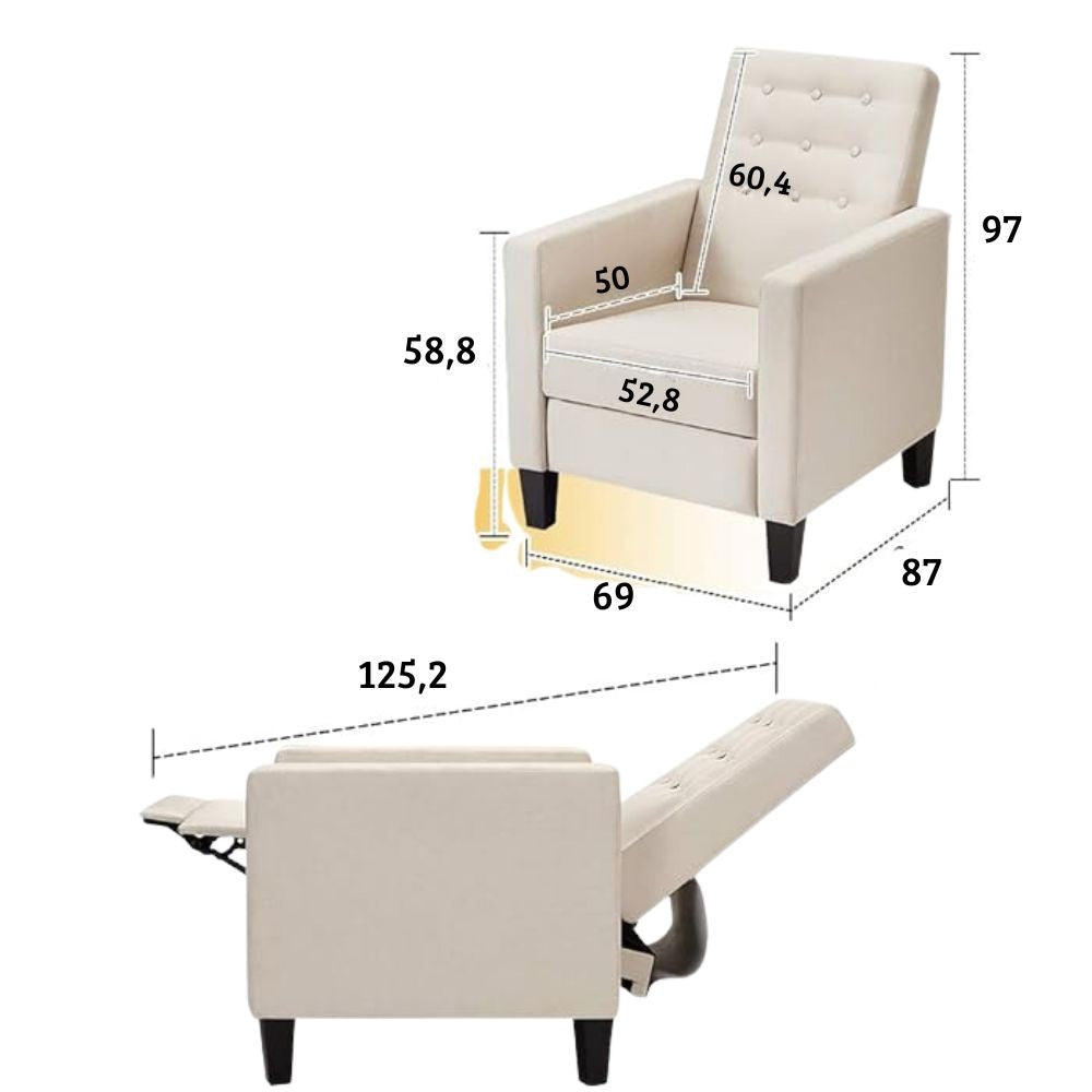 Poltrona recliner con massaggio Malea tessuto beige