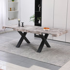 Tavolo allungabile da 160 a 240 cm effetto marmo grigio con gambe nere Cindy Gondar