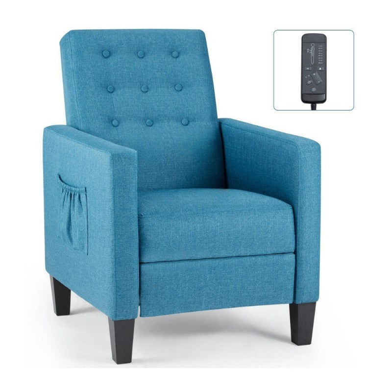 Poltrona recliner con massaggio Malea tessuto blu