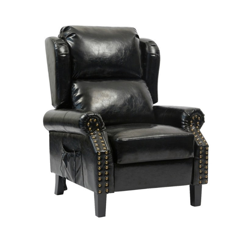 Poltrona con massaggio e schienale riscaldabile Wing ecopelle nero