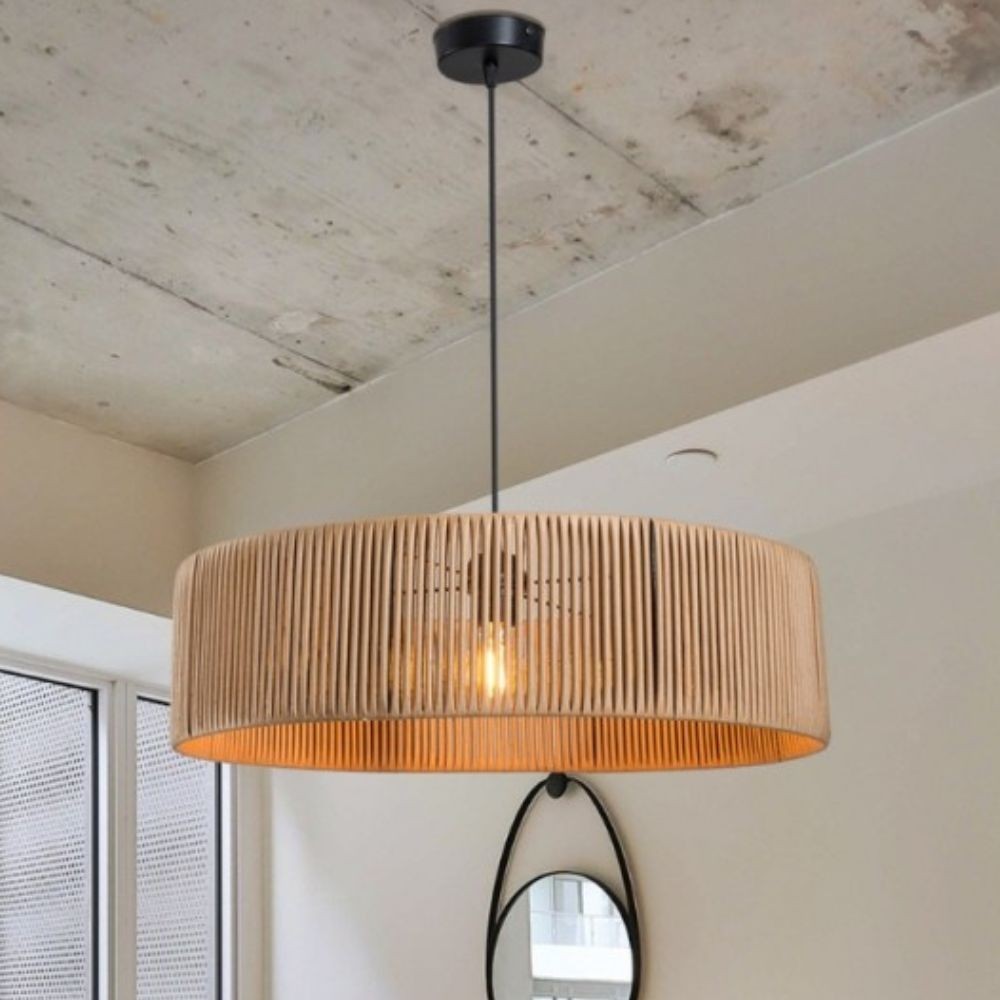 Lampada da soffitto in carta effetto bamboo caffè stile rustico Roya ASZ1747