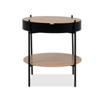 Tavolino tondo multifunzionale con vano contenitore artisan rovere e nero Ø 49,5 cm Trelleborg88B