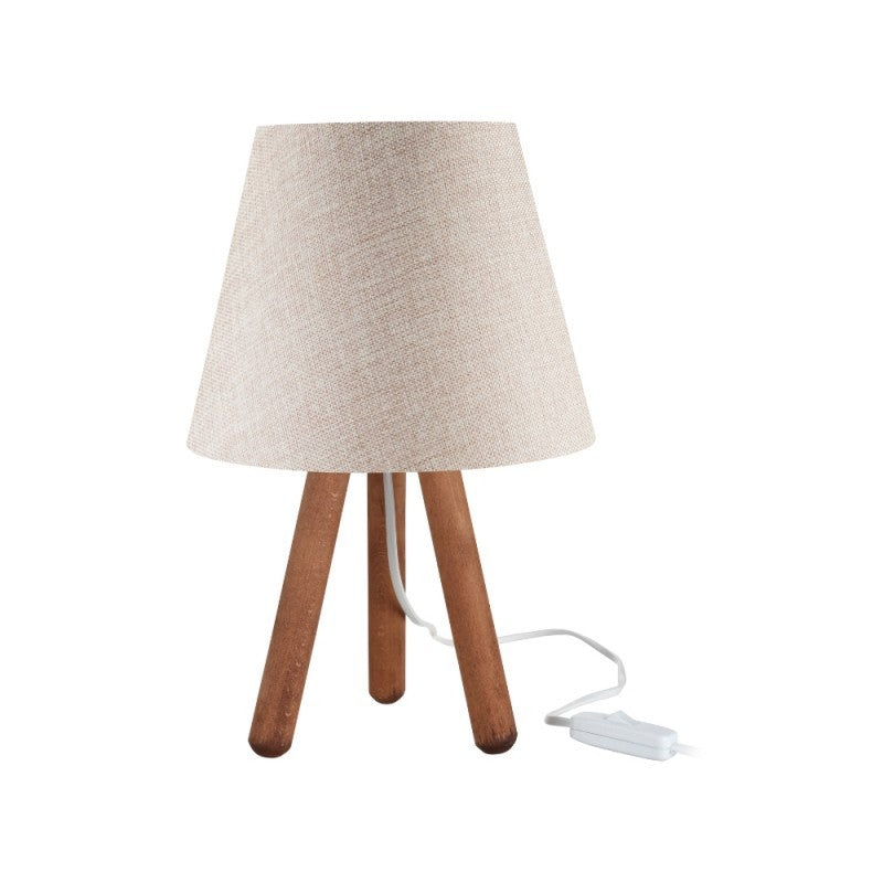 Lampada da tavolo treppiede noce e paralume beige Pino ASZ1452