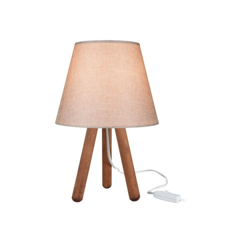 Lampada da tavolo treppiede noce e paralume beige Pino ASZ1452