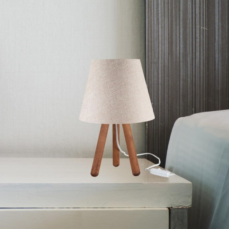 Lampada da tavolo treppiede noce e paralume beige Pino ASZ1452