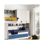 Cameretta soppalco con 3 letti colore kiri avio e giallo - Milly