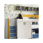 Cameretta soppalco con 3 letti colore kiri avio e giallo - Milly