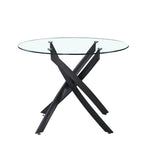 Tavolo rotondo 130x130 cm in vetro temperato con gambe incrociate nero Peyton