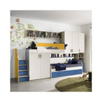 Cameretta soppalco con 3 letti colore kiri avio e giallo - Milly