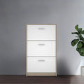 Scarpiera 3 ante a ribalta bianco e struttura colore rovere Nepo 69,5x17.5x120H