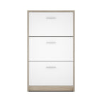 Scarpiera 3 ante a ribalta bianco e struttura colore rovere Nepo 69,5x17.5x120H