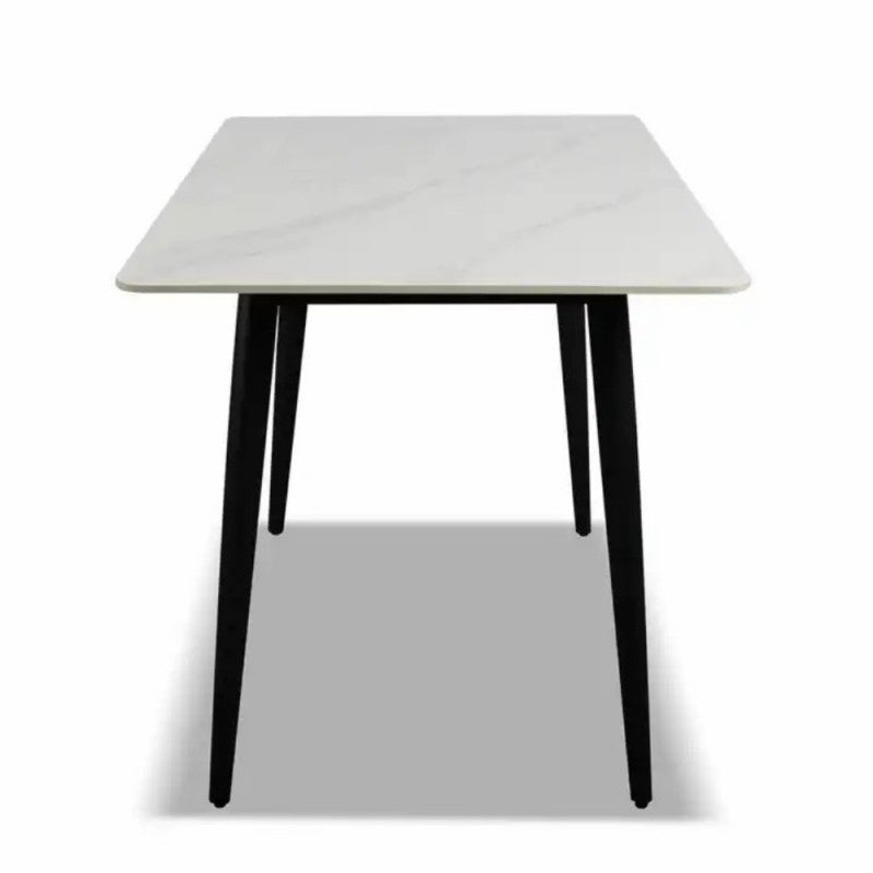 Table rectangulaire effet marbre blanc 120x75H cm Brot