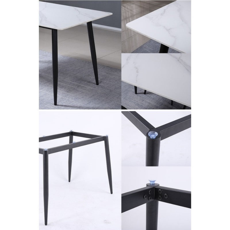 Table rectangulaire effet marbre blanc 120x75H cm Brot