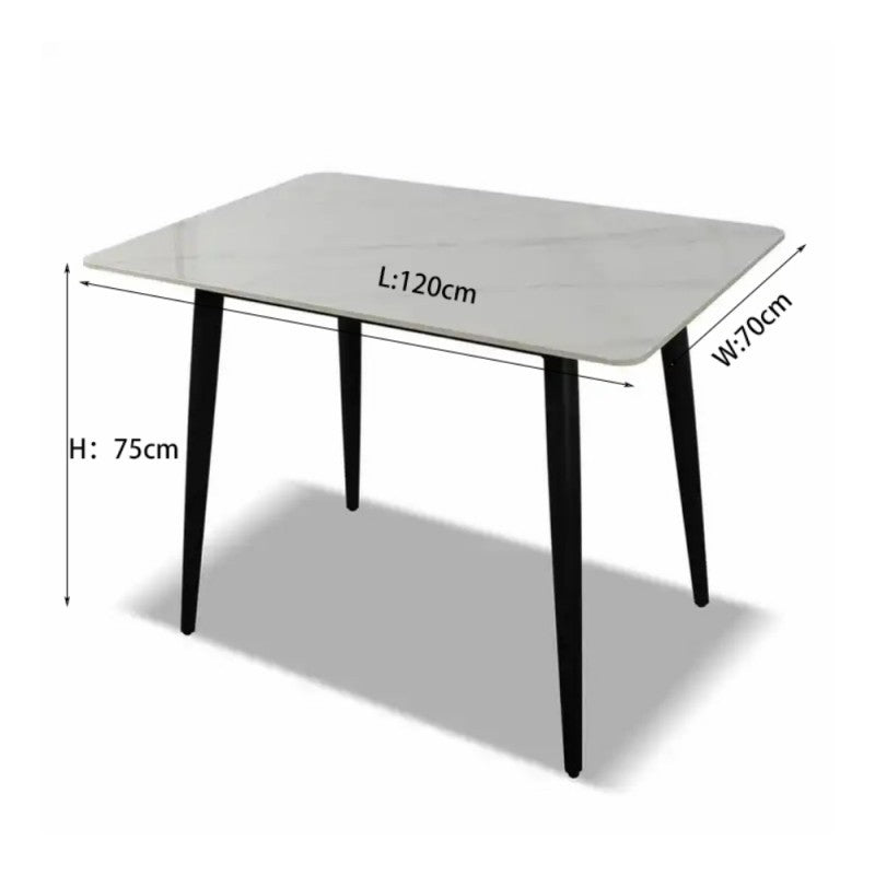 Table rectangulaire effet marbre blanc 120x75H cm Brot