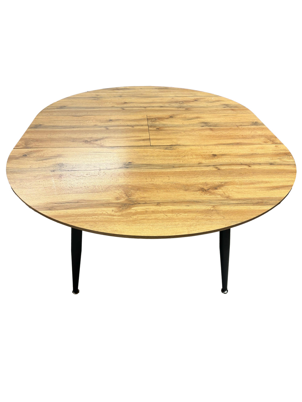 Tavolo rotondo 120x120 cm allungabile colore rovere con gambe nere - Cordelia