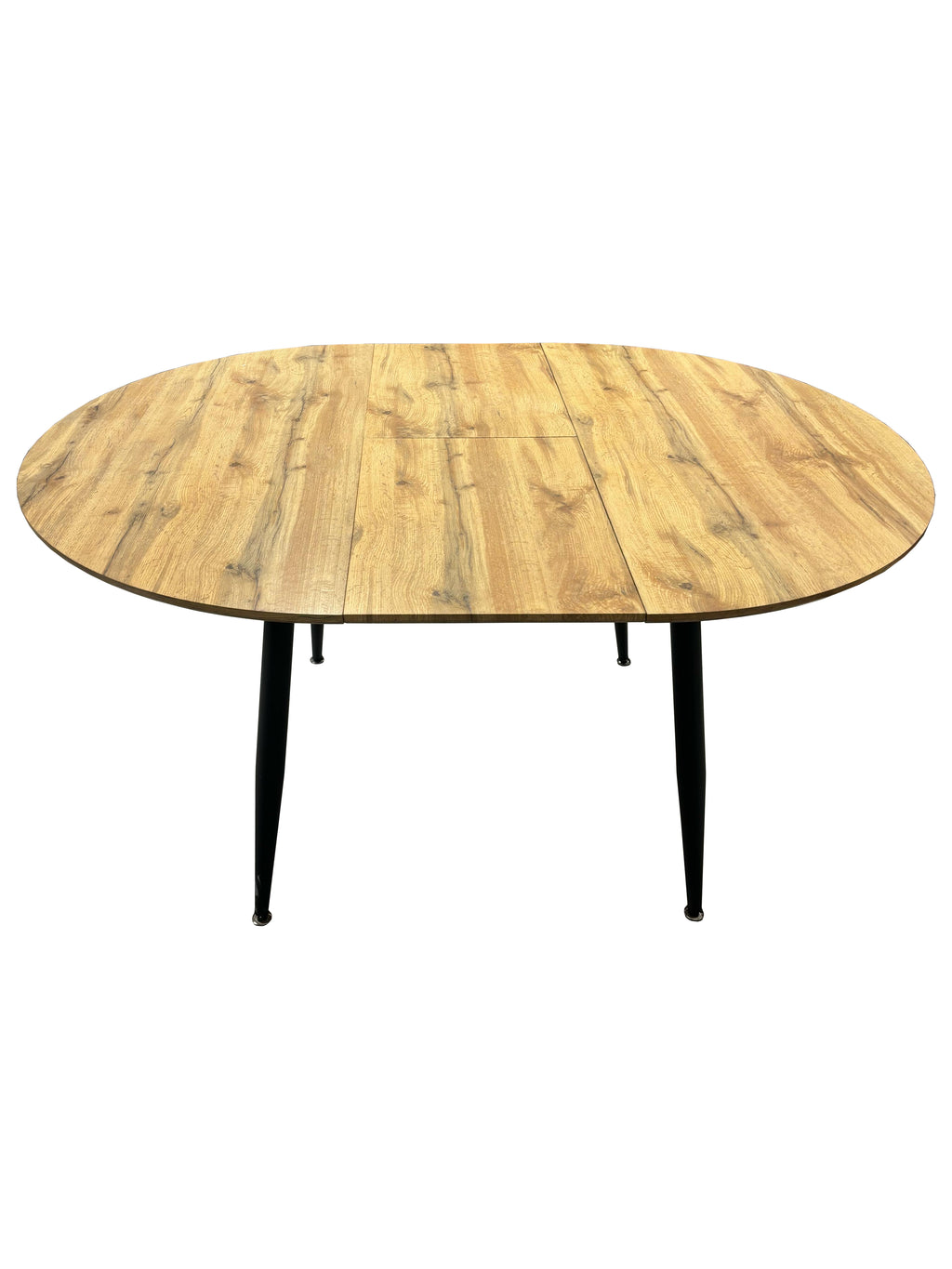Tavolo rotondo 120x120 cm allungabile colore rovere con gambe nere - Cordelia