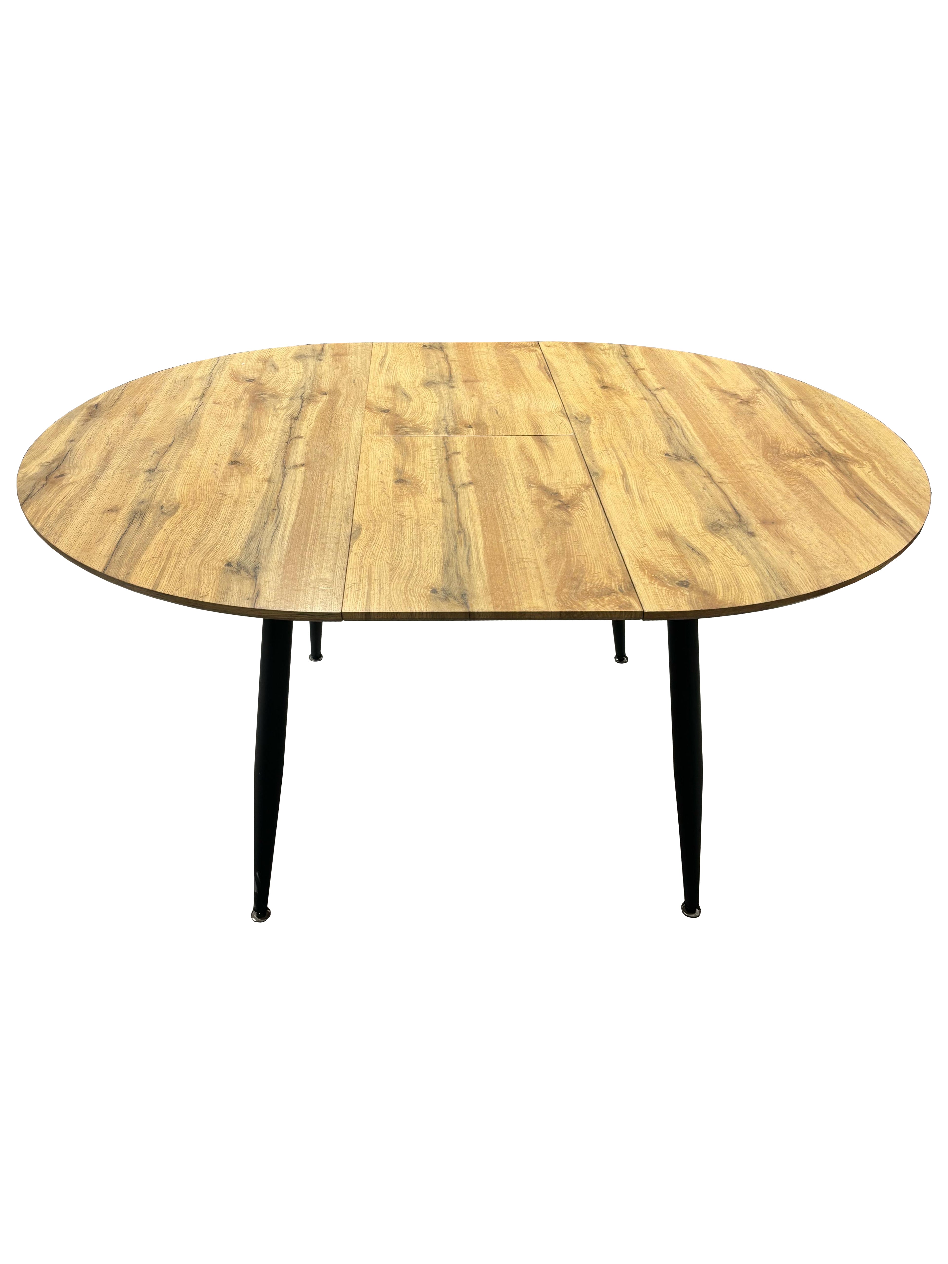 Tavolo rotondo 120x120 cm allungabile colore rovere con gambe nere - Cordelia