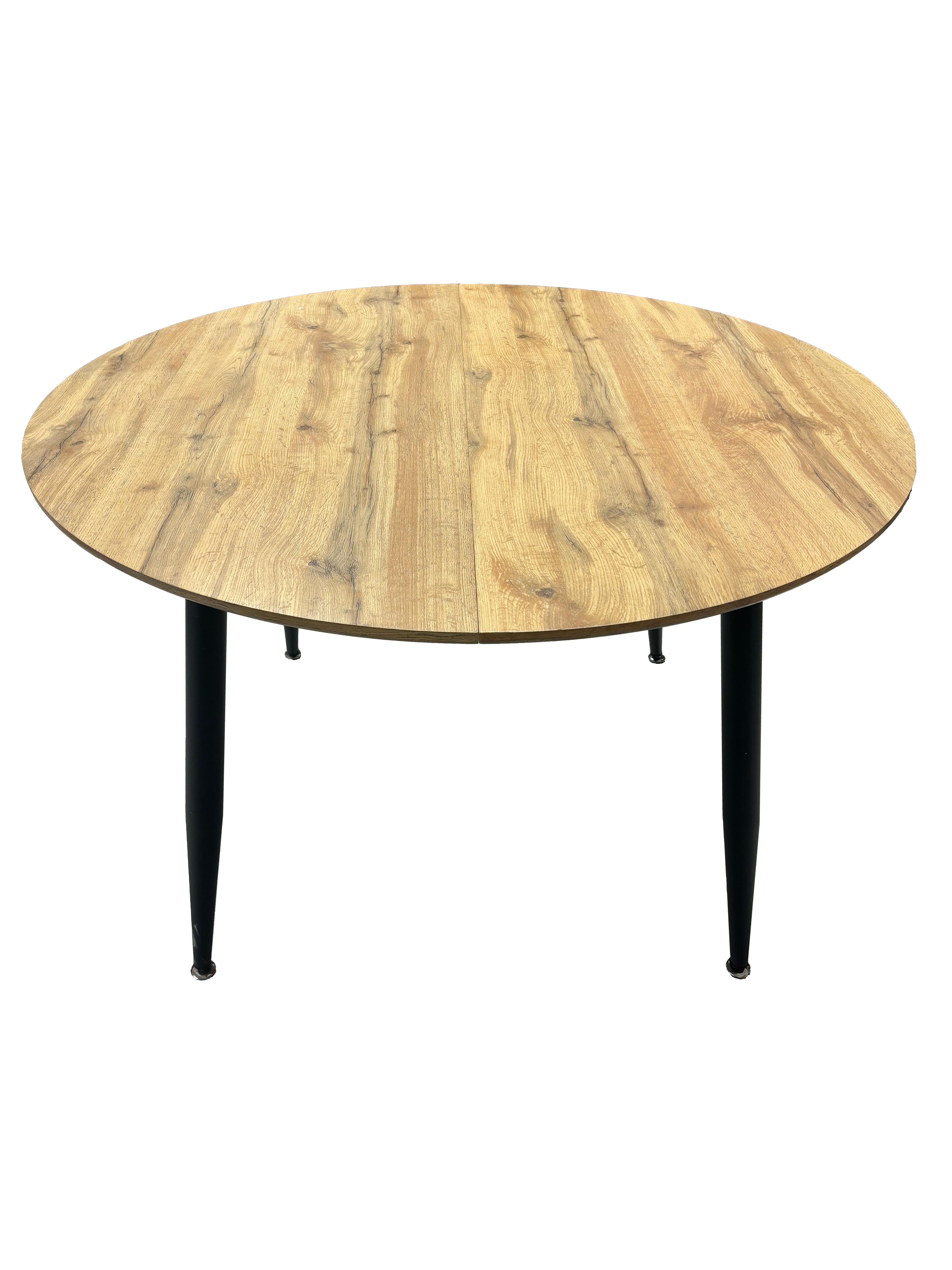 Tavolo rotondo 120x120 cm allungabile colore rovere con gambe nere - Cordelia