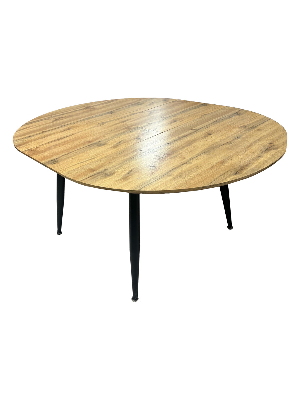 Tavolo rotondo 120x120 cm allungabile colore rovere con gambe nere - Cordelia