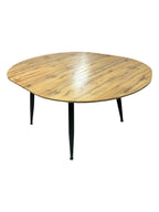 Tavolo rotondo 120x120 cm allungabile colore rovere con gambe nere - Cordelia