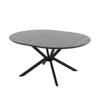 Tavolo rotondo allungabile piano effetto marmo nero con dettagli oro lucido 126x126x76H Dobok