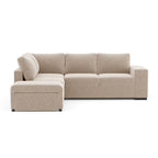 Divano letto angolare reversibile con bracciolo contenitore colore sabbia 248 cm - Kotty