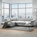Divano angolare letto estraibile e penisola contenitore sinistra colore grigio chiaro Ronda80 297x206x77H Denver