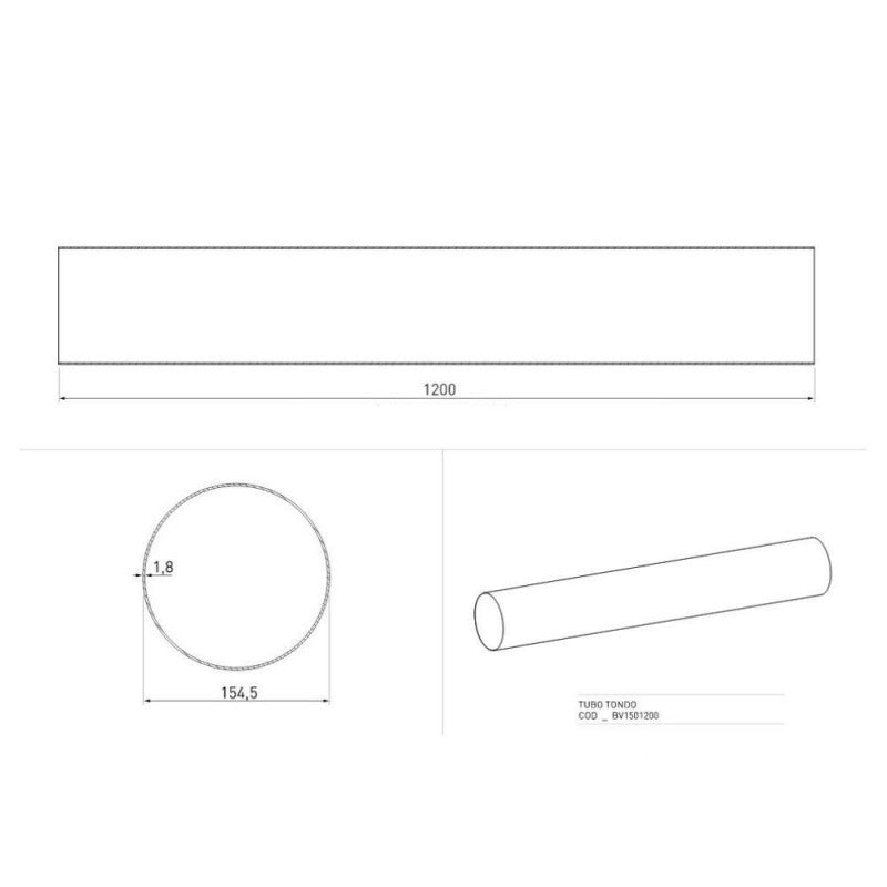 Tubo tondo di aspirazione cappa diametro 150 mm BV1501200