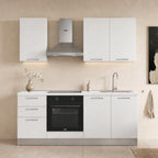 Cucina completa con elettrodomestici e piano induzione colore bianco poro Taurusnew 195 cm Industrie Valentini