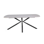 Tavolo Style con piano in ceramica effetto marmo bianco lucido e gambe nere
