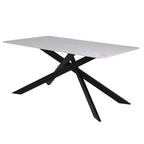 Tavolo rettangolare Star piano ceramica effetto marmo bianco lucido