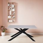 Tavolo rettangolare Star piano ceramica effetto marmo bianco lucido