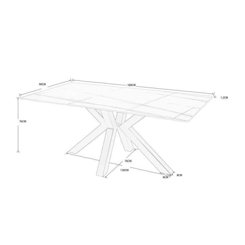 Tavolo Solid piano ceramica effetto marmo bianco lucido 180x90 cm.