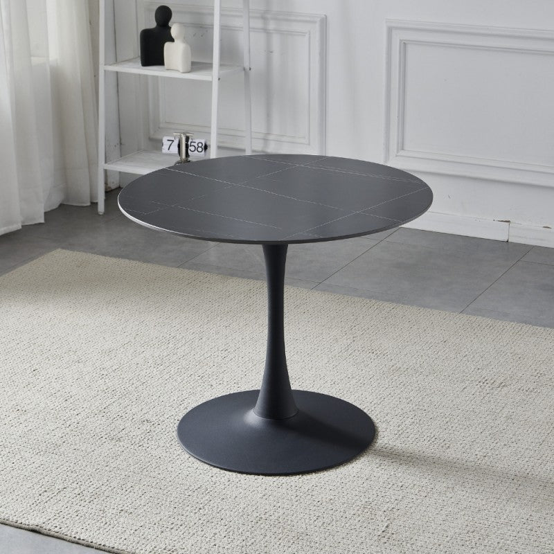 Tavolo rotondo Dot piano ceramica effetto marmo nero e oro