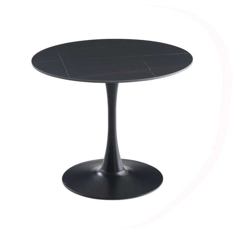 Tavolo rotondo Dot piano ceramica effetto marmo nero e oro