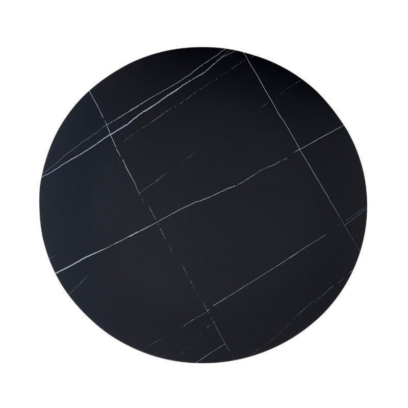 Tavolo rotondo Dot piano ceramica effetto marmo nero e oro