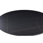 Tavolo rotondo Dot piano ceramica effetto marmo nero e oro
