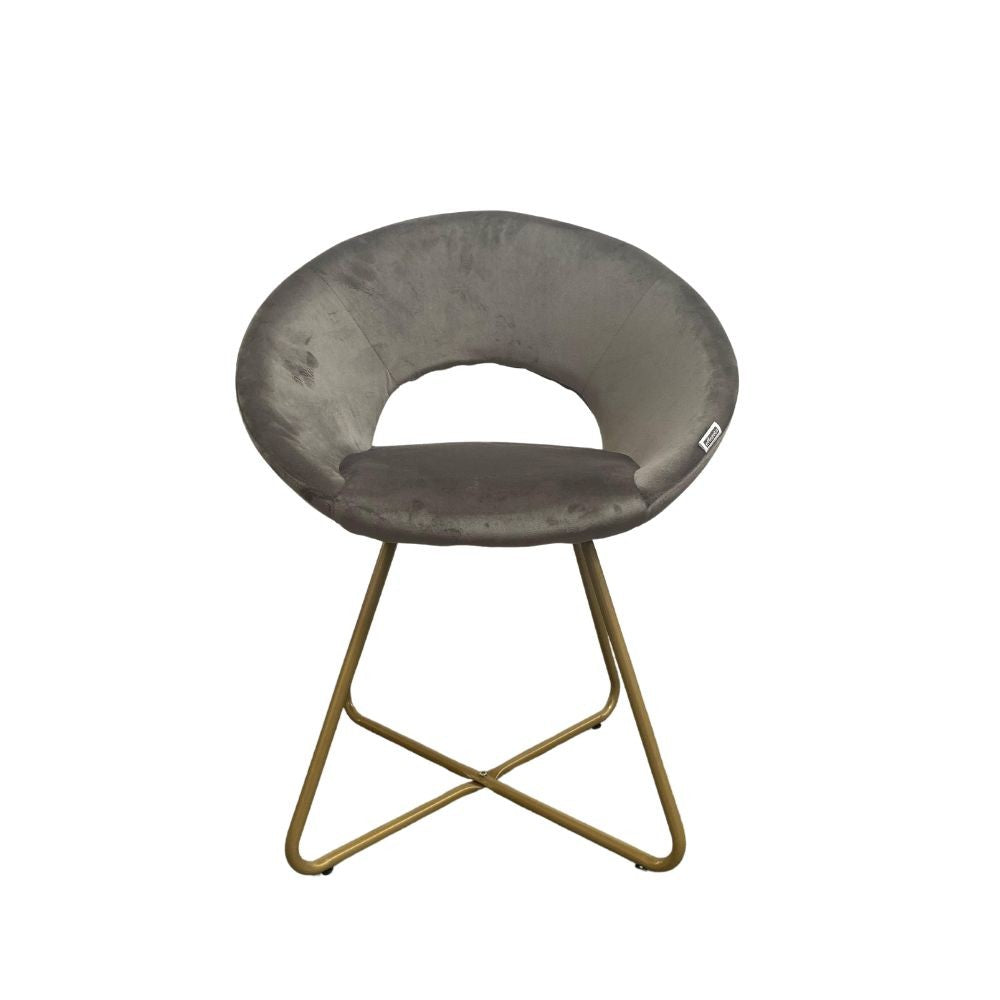 Lot de 2 fauteuils de salon Etere velours gris et pieds or