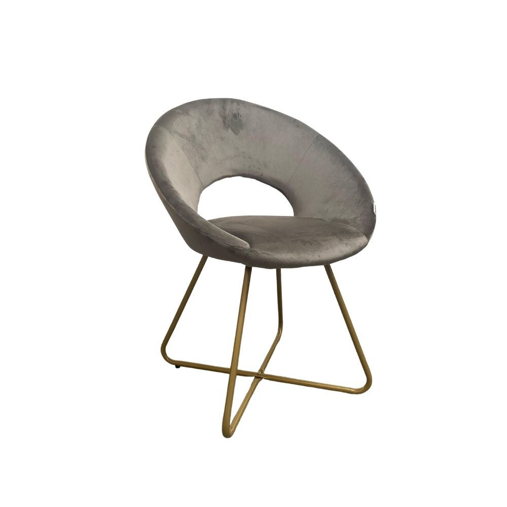 Lot de 2 fauteuils de salon Etere velours gris et pieds or