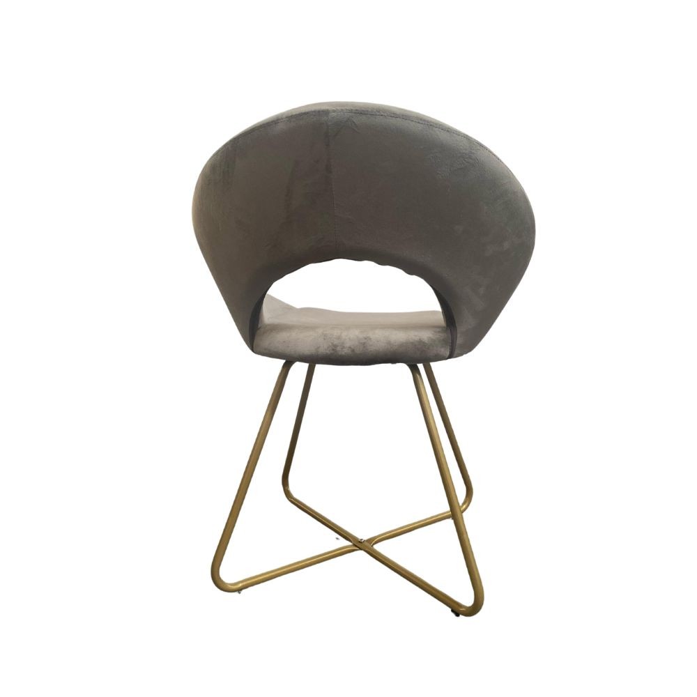Lot de 2 fauteuils de salon Etere velours gris et pieds or
