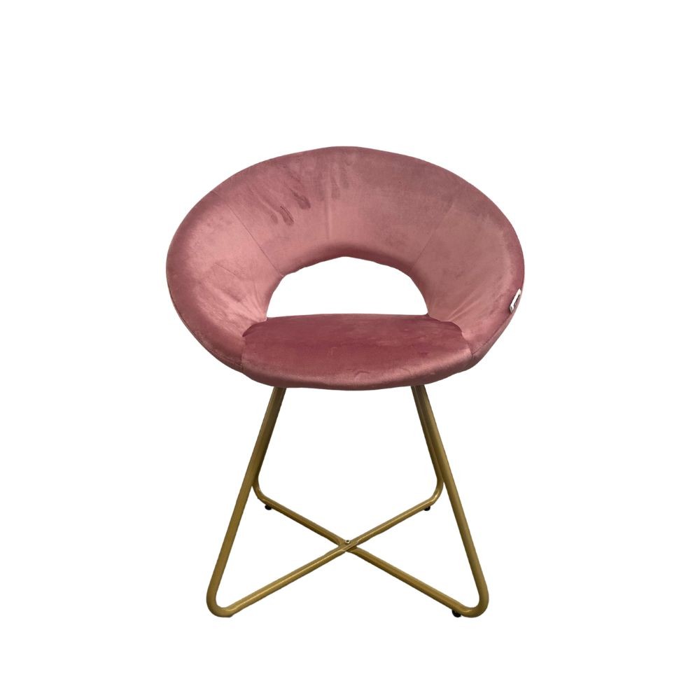 Lot de 2 fauteuils de salon Etere velours rose et pieds dorés