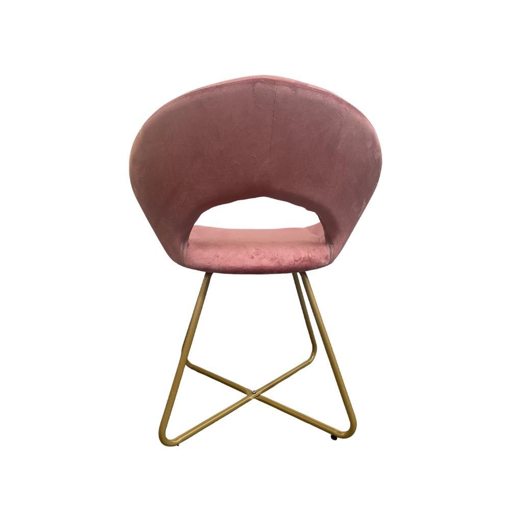 Lot de 2 fauteuils de salon Etere velours rose et pieds dorés