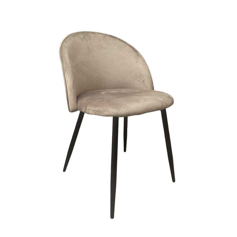 Sedia in tessuto colore tortora e gambe in metallo nero - Despina