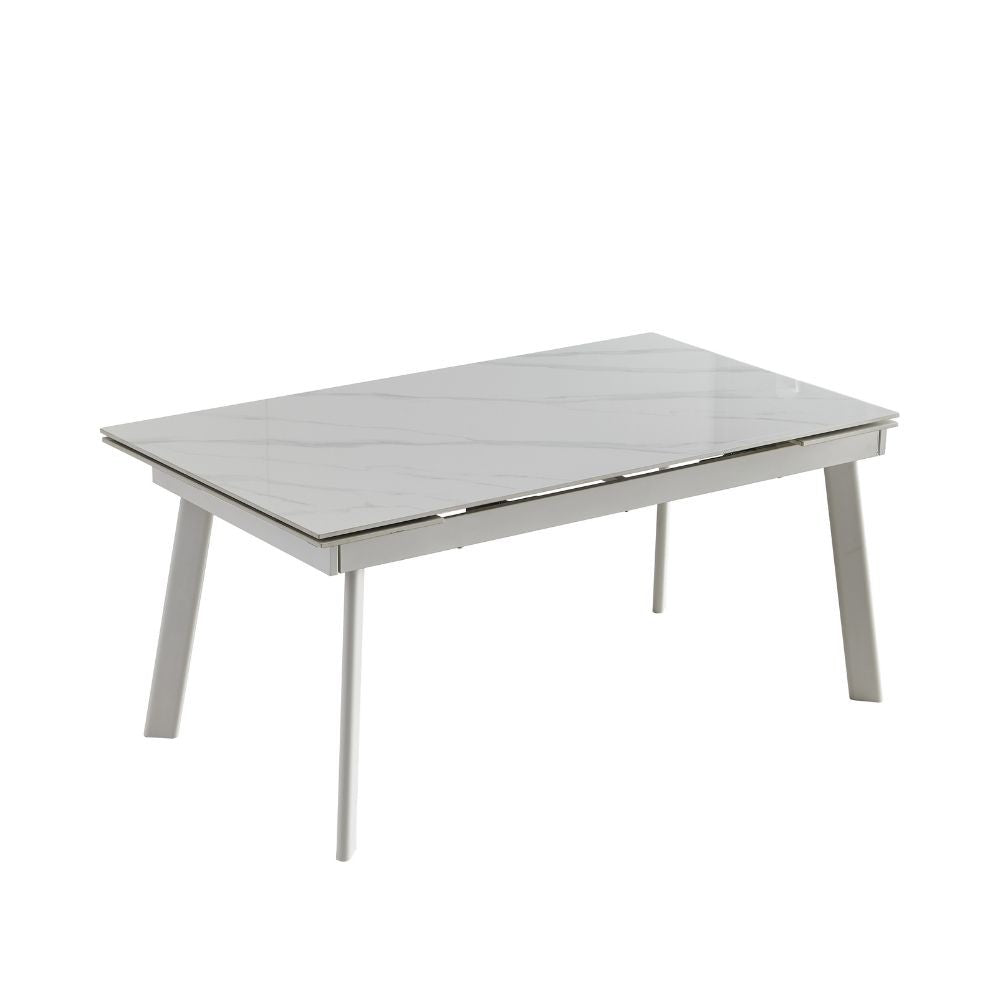 Tavolo allungabile in ceramica colore bianco puro e gambe metallo nere 160x90 cm - Presena