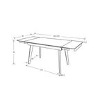 Tavolo allungabile in ceramica colore bianco puro e gambe metallo nere 160x90 cm - Presena