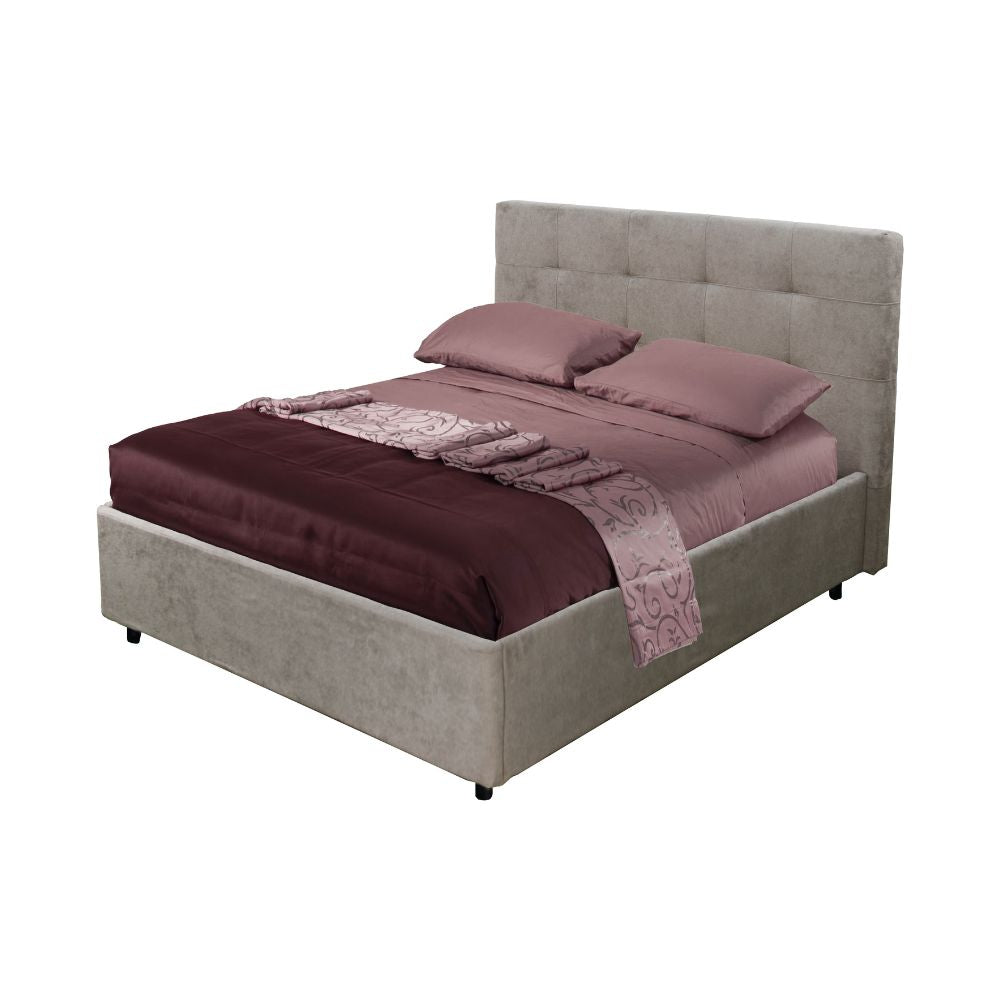 Letto una piazza e mezza con contenitore Ascoli 142x210x110H tessuto Enjoy colore tortora