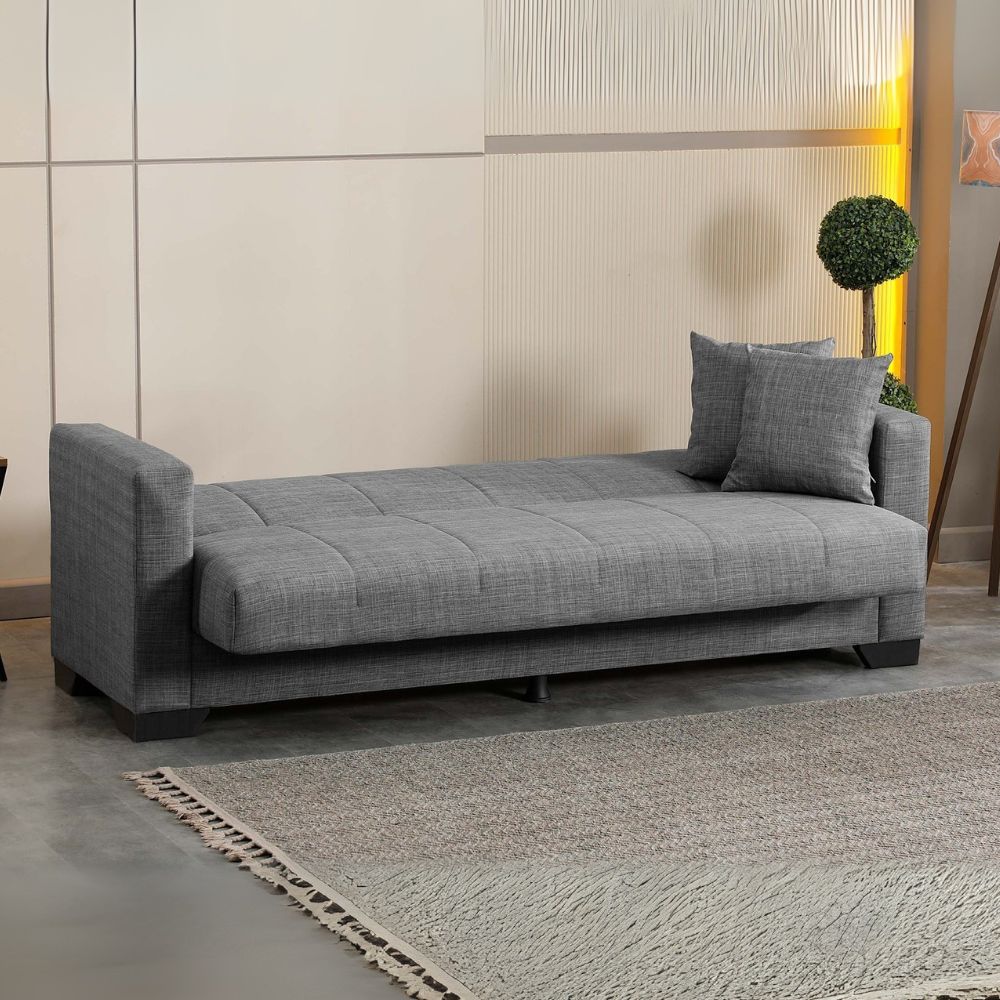 Divano letto con contenitore colore grigio 213x81x83H Moon