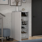 Mobile multiuso scarpiera 2 ante con 5 ripiani colore bianco e cemento 69x34x120H Lucio