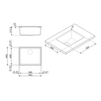 Lavello incasso monovasca sottotop 54x44 Smeg VZUM57TT titanio